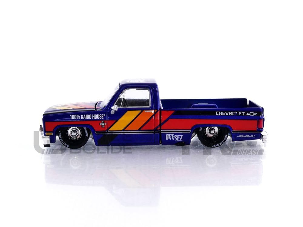 True Scale Miniatures Model Car Compatible with Chevrolet Silverado Kaido Works V2 Limited Edition 1/64 Diecast Model Car Kaido House KHMG099, Blue