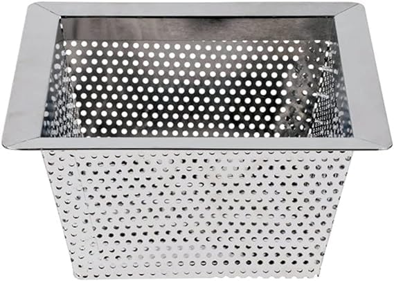 Express KitchQuip Commercial Flood Drain Strainer (Stainless Steel, 10" x 10" x 5")