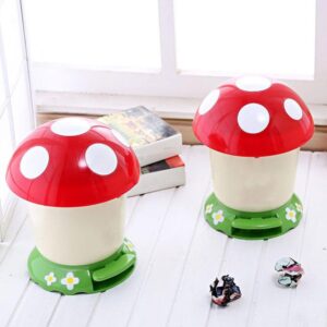 ABOOFAN Cute Mushroom Trash Can with Pedal Plastic Wastebasket Kawaii Garbage Can with Lid Desk Trash Bin for Home Office Kitchen Bathroom