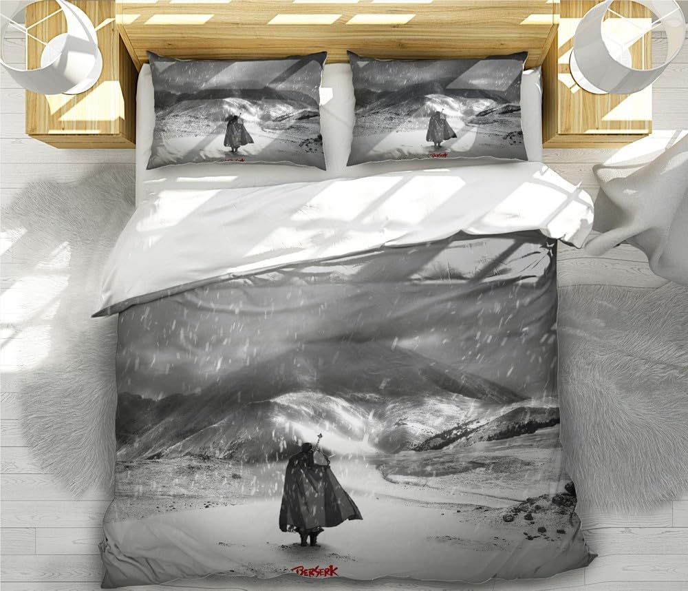 NEWAKI Berserk Guts Anime Duvet Cover Soft 3D Printed Bedding Set with Comforter Cover 3 Piece Set Includes 2 Pillowcases and 1 Duvet Cover Machine Washable (15,Queen (90"x90"))