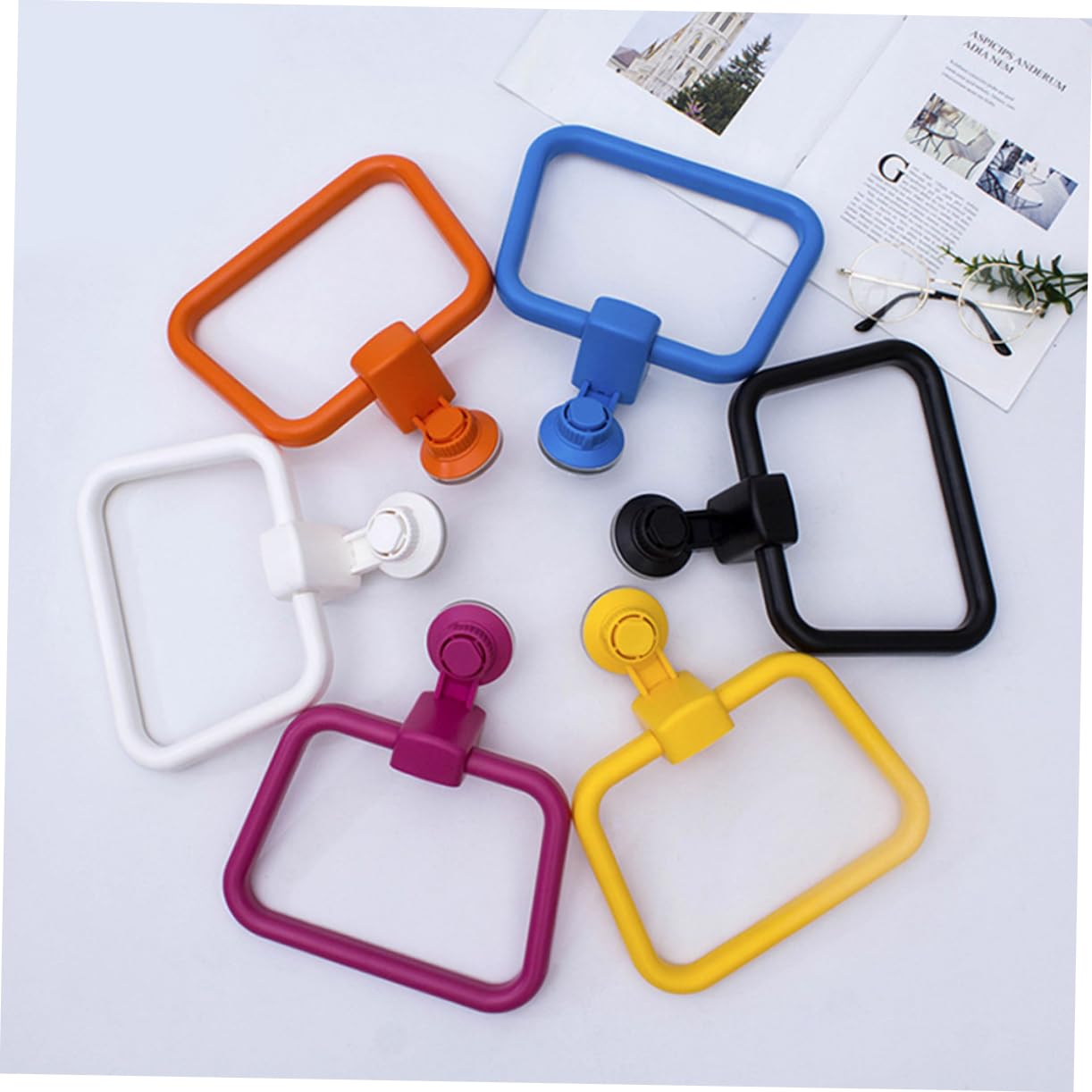 Amosfun Vacuum Cup Towel Rack Towel Rack for Kitchen Towel Holder for Kitchen Rotatable Towel Rack Strong Suction Towel Hanger Multifunction Enamel Plates Camping Suction Cup Towel Hanger