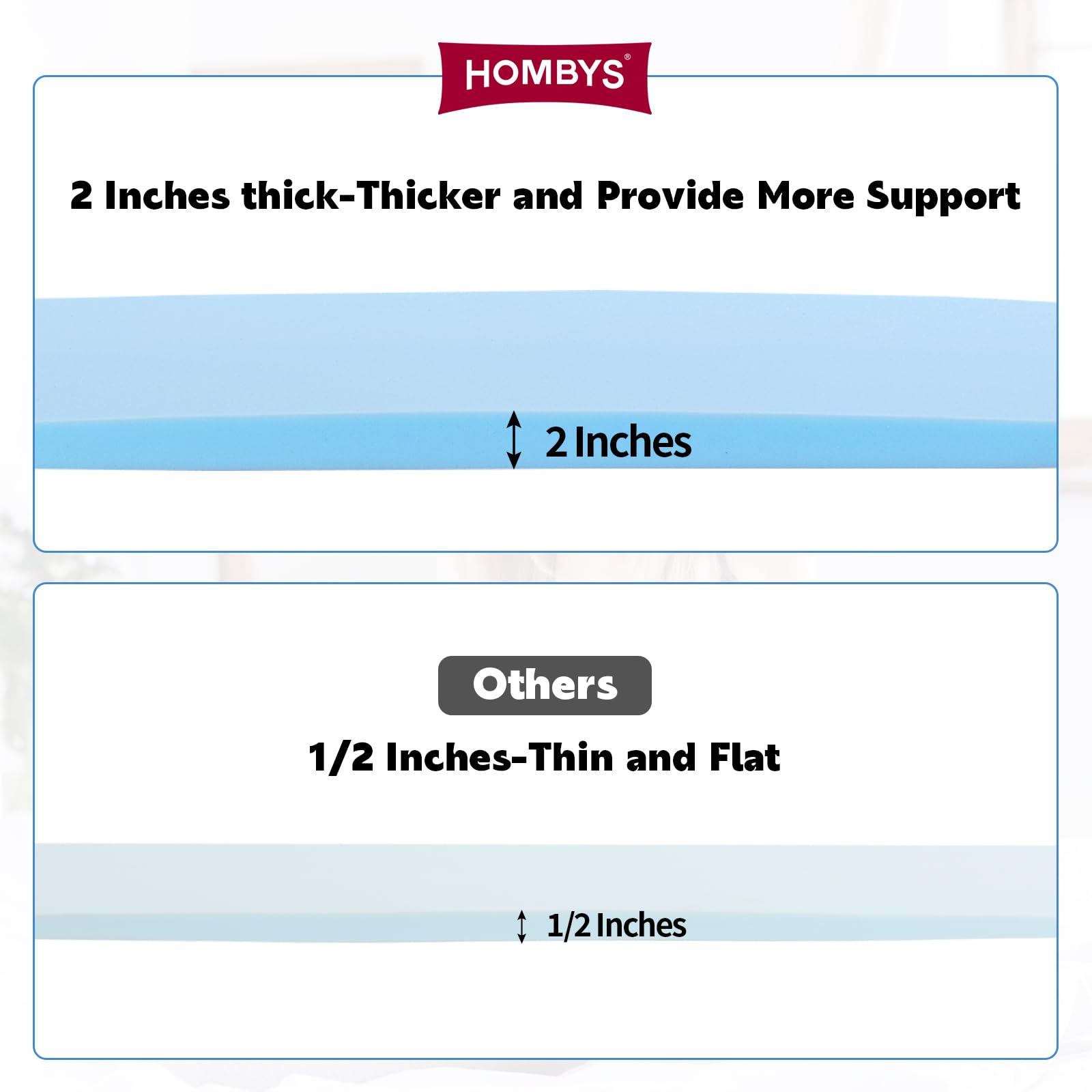 HOMBYS Density Mattress Sag Support, Under Mattress Support Pad to Fix Saggy Beds-2 Inches Extra Thick Ideal for Sags Deeper 1 Inch-2 Inch, Comfort and Durability(Blue, 60"x24"x2")