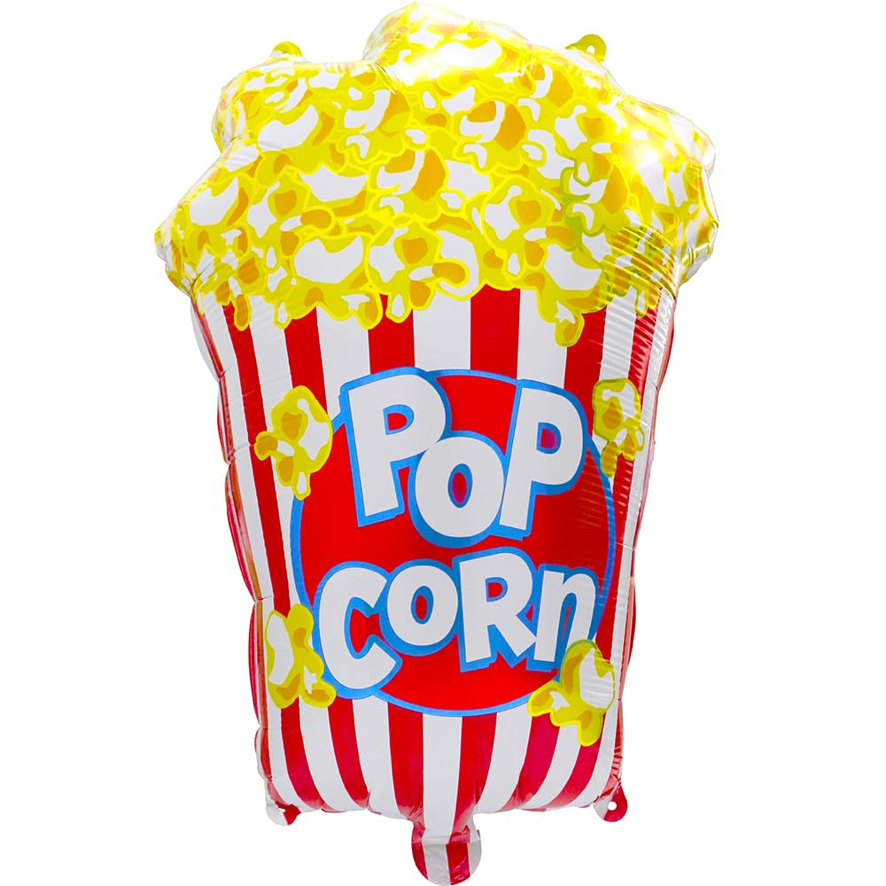 Big Popcorn Balloon Movie Night Party Decoration Carnival Circus Party Supplies, 6 Pack Cartoon Movie Popcorn Balloons Food Mylar Balloons For Happy Birthday Baby Shower Bridal Wedding Supplies