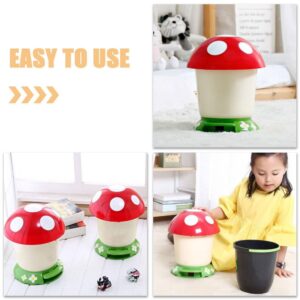 ABOOFAN Cute Mushroom Trash Can with Pedal Plastic Wastebasket Kawaii Garbage Can with Lid Desk Trash Bin for Home Office Kitchen Bathroom