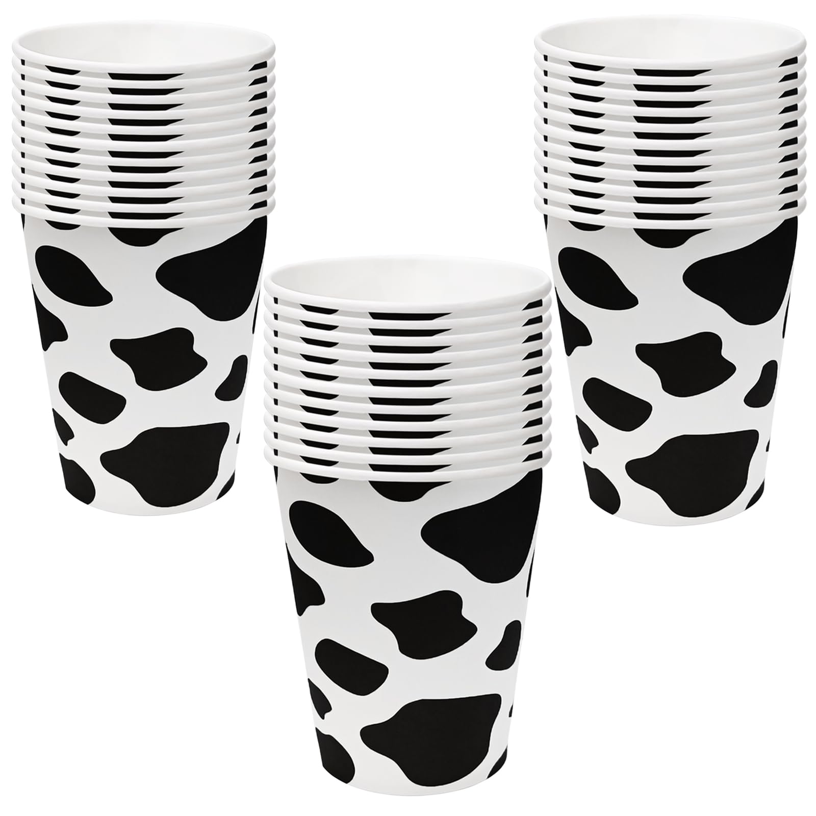 EaciTown 30 Pcs Cow Cups Cowgirl Cups Cow Print Paper Cups Cow Party Favors Cowgirl Baby Shower Decorations Farm Birthday Party Supplies, 9 OZ, Black/White