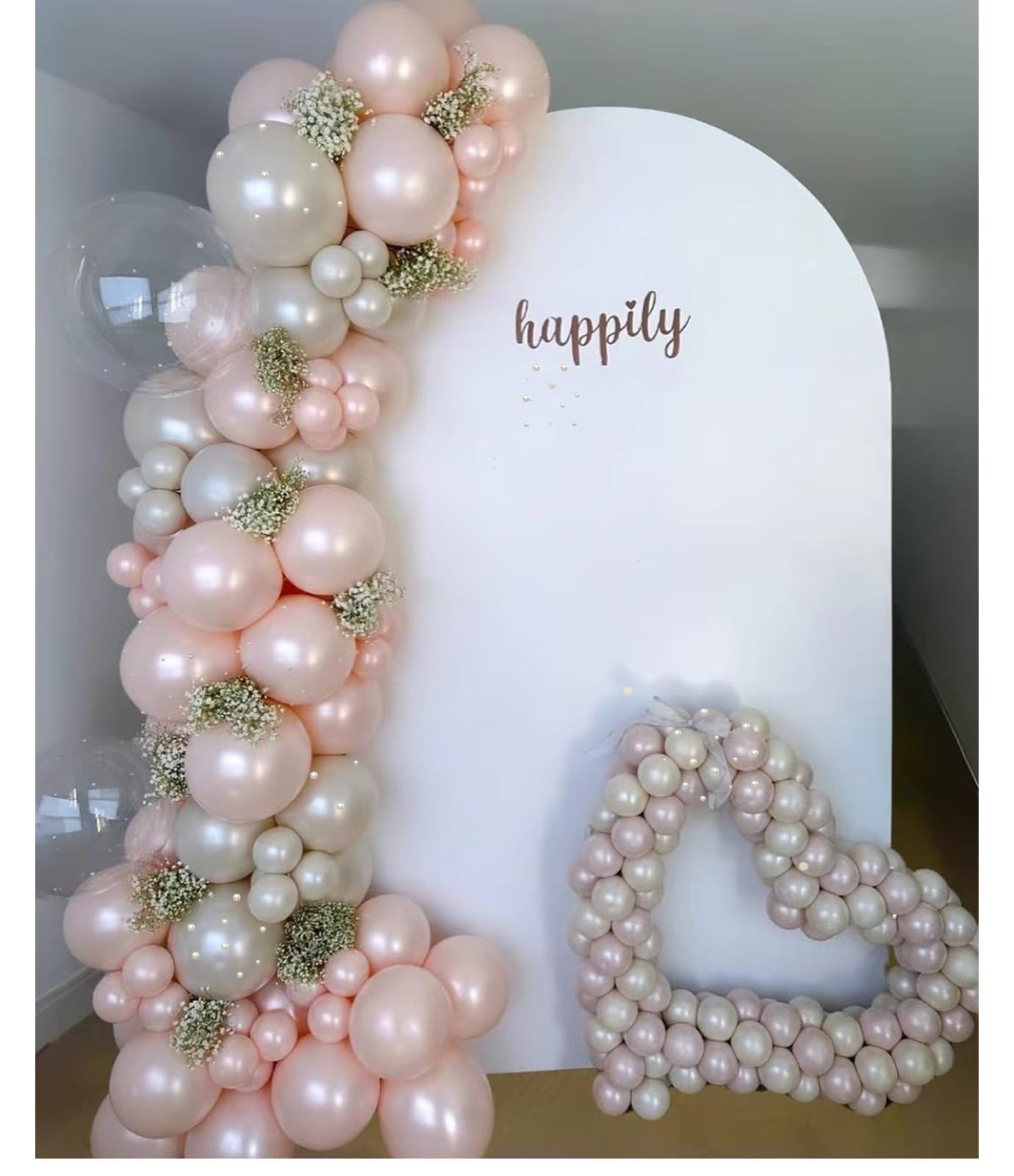 Pearl Balloon Arch Pearl White Sand Double Stuffed Balloons Arch With Pearl Stickers 5/10/12/18 Inch Bridal Shower Balloon Arch Pearl Ivory Balloon Garland For Wedding Birthday Baby Shower Decorations