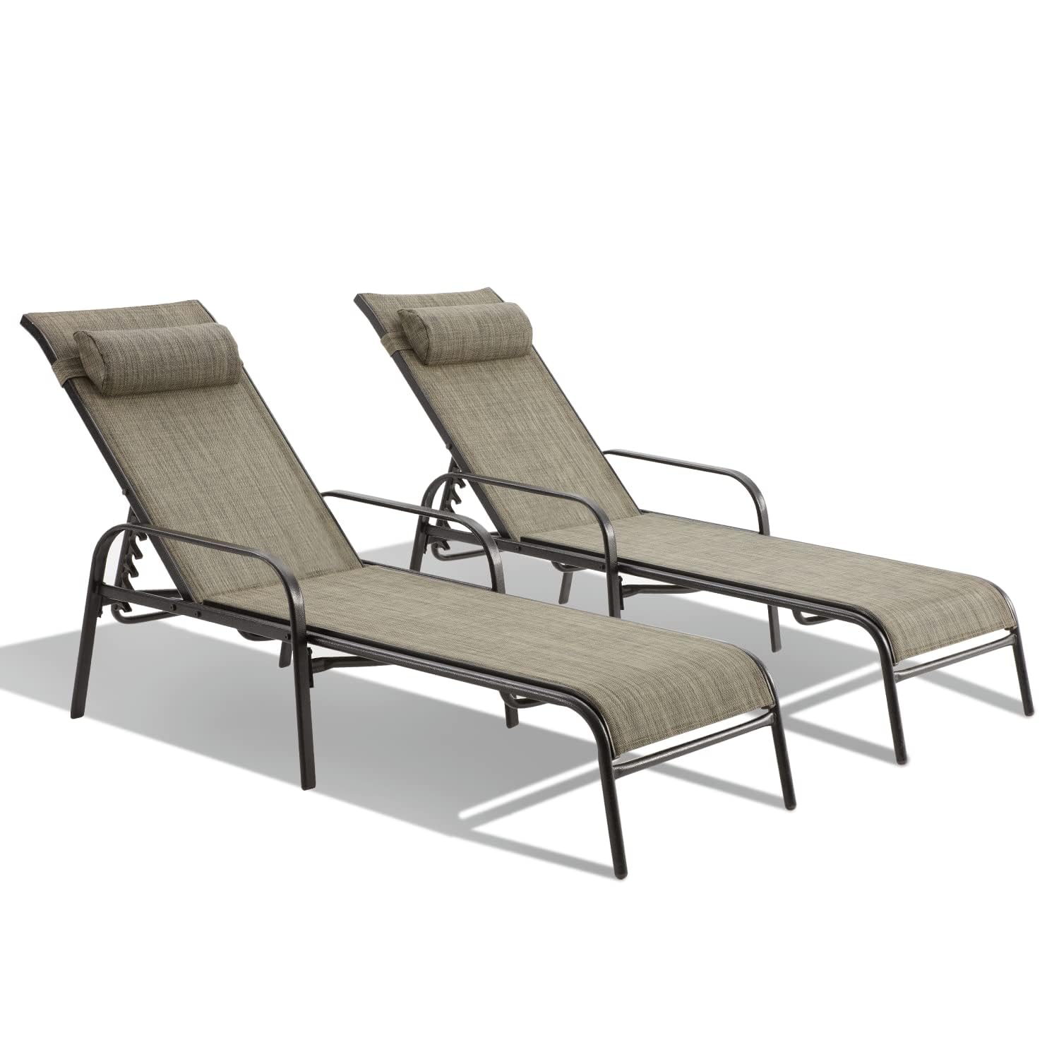 EROMMY Patio Chaise Lounge, Set of 2 Outdoor Lounge Chair (Brown)