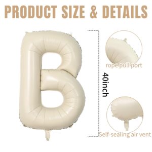 40 Inch Cream OH BABY Balloons, Beige Large Letter Balloons Foil Helium Balloons, Mylar Big Beige Alphabet Balloons, Cream Balloon Letters for Baby Shower Gender Reveal Party Decorations