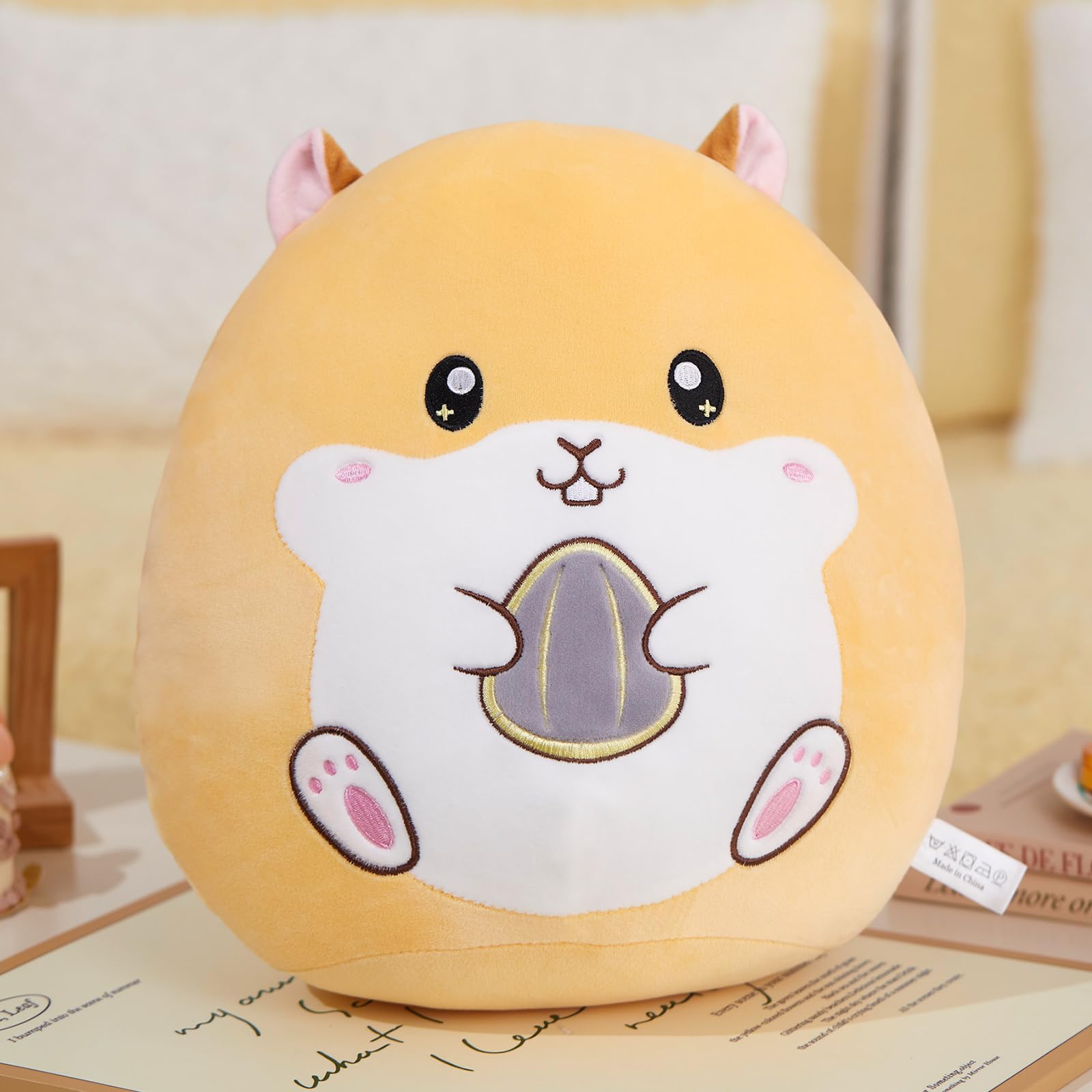 CozyWorld 12" Hamster Plush Pillow Stuffed Animal Cute Hamster Plush Toy, Super Soft Cartoon Hugging Toy Gifts for Bedding, Kids Sleeping Kawaii Pillow