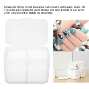 Yosoo Nail Art Storage Box, 2 Grids Bead Organizer Case Nail Polish Remover Pad Organizer Holder Plastic Containers Decoration Organizer Case Container Cases for Diy Handmade Nail Art