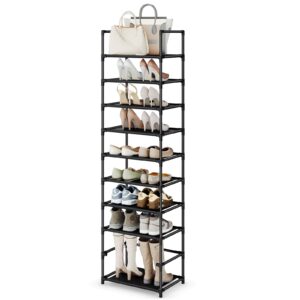 ciecie shoe rack, shoe organizer, 10 tiers non-woven fabric shoe shelves, sturdy shoe rack for closet, garage & corridor, tall shoe rack for entryway,11" d x 17.7" w x 68" h-black