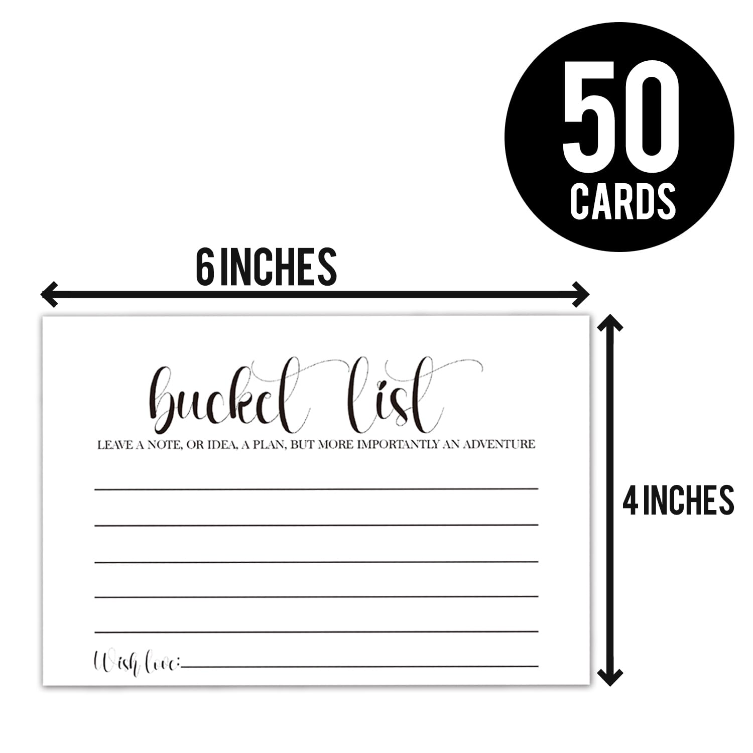 ETIKEDO 50 Bucket List Cards, Bucket List Suggestions Cards for Birthday Retirement Anniversary Party, Wedding, Bridal Shower Wedding Reception Activity, Adventurous Ideas Bucket List. 4" x 6"