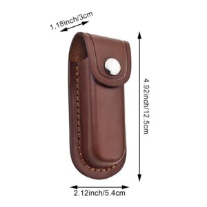 2 Pack Pocket Knife Sheath, Multitool Sheath, Leather Knife Sheath Holster with Belt Loop, Snap Fastener Hunt Holder Pocket for Travel Multi Tool Case Belt Hiking Pouch Holster