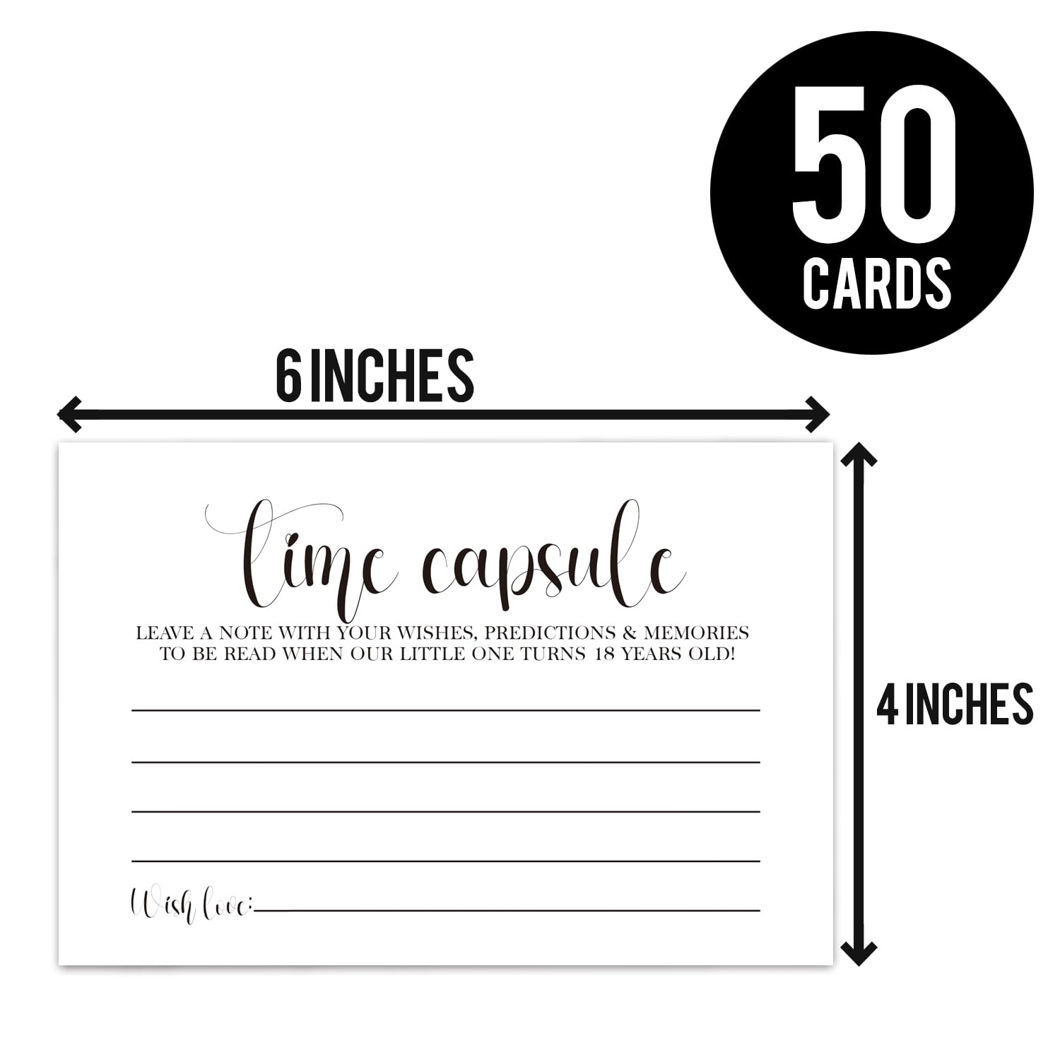 50 Baby Time Capsule Cards for 1st Birthday, time capsule box or Baby Shower Game Activity, Anniversary Cards for Baby Shower Party Supplies.4 x 6 Inch