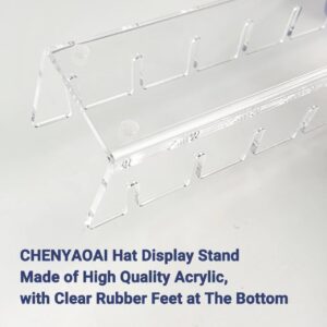 CHENYAOAI 2 Pack Hat Stand for Baseball Caps Display and Organizer, No Install Acrylic Hat Holder for 14 Baseball Caps for Bedroom, Closet, Dresser 2024 New (Clear)