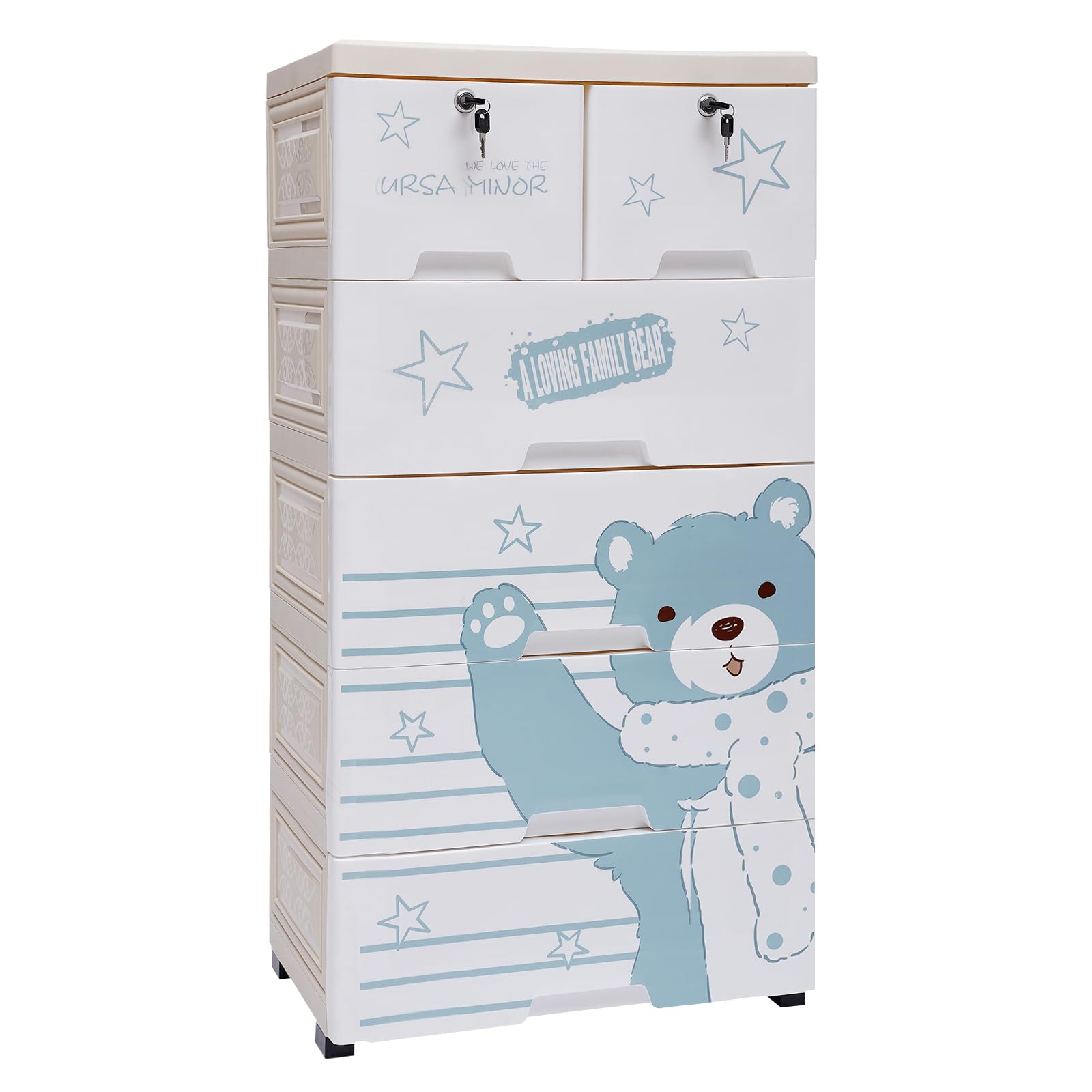 kitneed Storage Plastic Drawers Dresser Storage Cabinet with 6 Drawers Closet Drawers Tall Dresser Organizer for Clothes Toys Playroom Bedroom Furniture Large Capacity