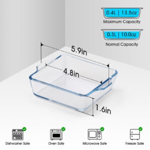 NUTRIUPS Mini 4.5x4.5inch Square Glass Baking Dish for Oven, 10oz Square Cake Pan Glass Casserole Dishes for Oven