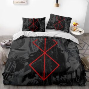 newaki berserk guts anime duvet cover soft 3d printed bedding set with comforter cover 3 piece set includes 2 pillowcases and 1 duvet cover machine washable (07,queen (90"x90"))