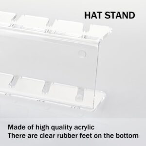 JIAOJIAO Hat Stand for Baseball Caps, 2 Pcs No Install Acrylic Hat Organizer for 14 Baseball Caps, Hat Racks for Baseball Caps Display and Organizer for Bedroom, Closet, Dresser, Office