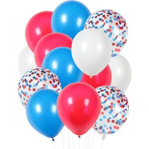 Blue and Red Balloon Stands Centerpieces 4 Set 28" Balloon Stands for Table with 30 Pcs Blue Red White Metallic Confetti latex balloons for Birthday Party Graduation Wedding Balloons Decorations