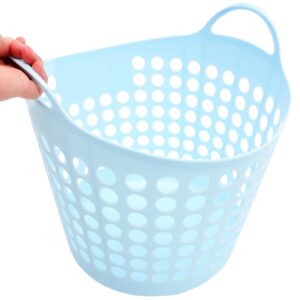 Flexible Laundry Basket - Plastic Hamper with Carry Handle Dirty Clothes Basket Grocery Basket Large Storage Hamper for Bathroom Laundry Room 30l