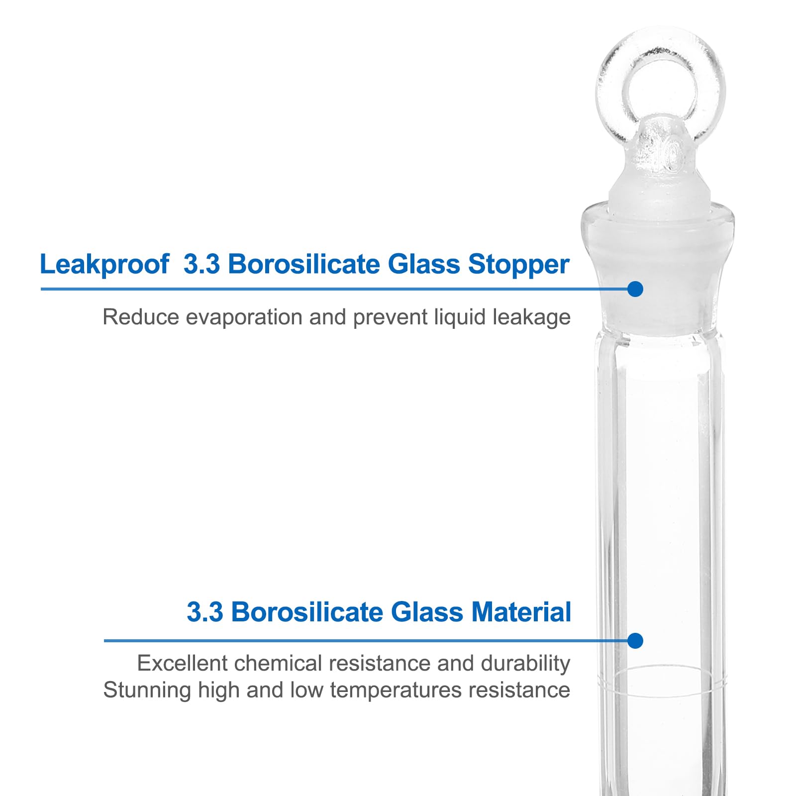 PATIKIL 25ml Volumetric Flask, 2Pcs 3.3 Borosilicate Glass Graduated Volumetric Measuring Flask with Glass Stopper Tolerance 0.16ml for Lab Experiment, Clear