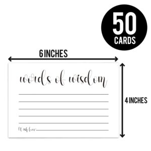 50 Words of Wisdom Advice Cards, Blank Advice Cards, Guest Book Alternative for Graduation, Bridal or Baby Shower Party Games, Boy or Girl Baby Predictions.4" x 6"