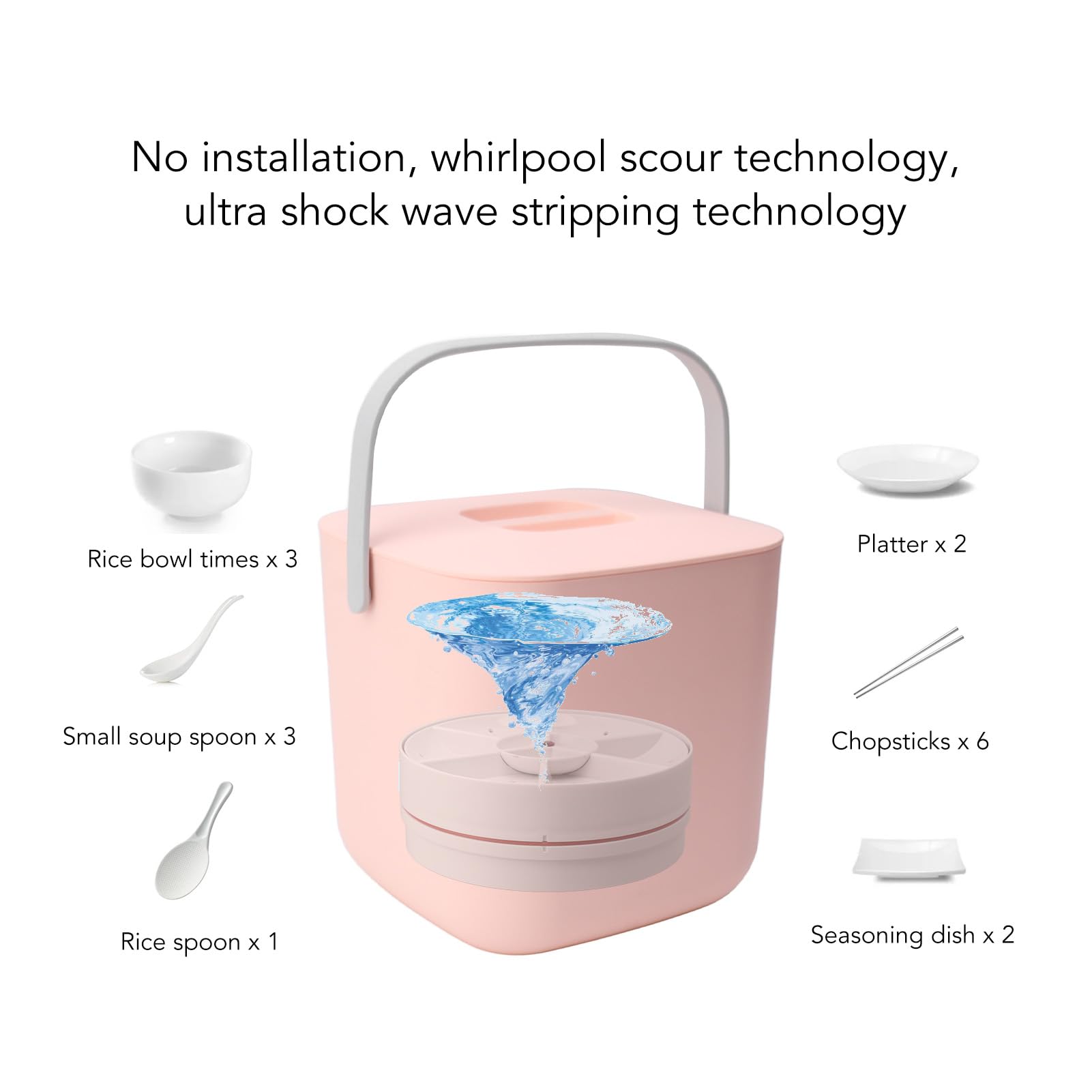 Portable Countertop Dishwashers Mini Dishwasher 18W 8.5V 2A 2000mah Automatic Shut Off USB Compact Mini Dishwasher Pink (Pink)