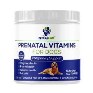 pregnapaws dog pre-natal & post-natal supplement - essential nutrients for pregnant & nursing dogs (prenatal vitamins)