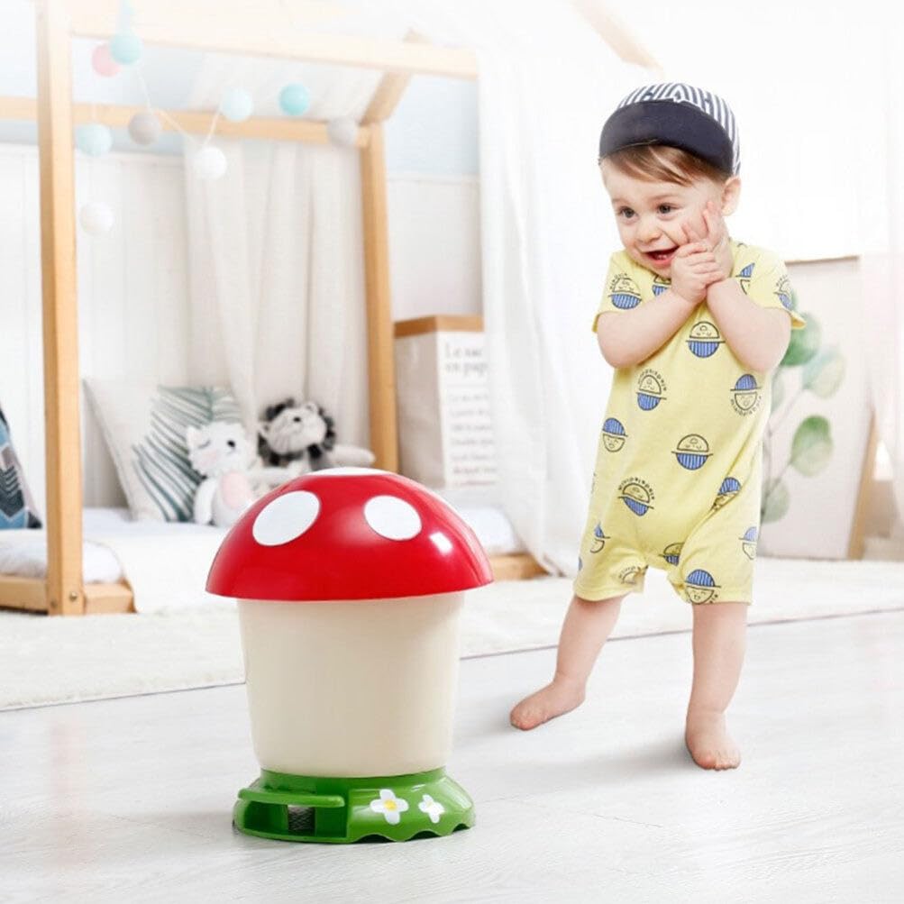 ABOOFAN Cute Mushroom Trash Can with Pedal Plastic Wastebasket Kawaii Garbage Can with Lid Desk Trash Bin for Home Office Kitchen Bathroom