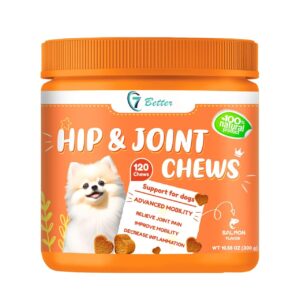 hip and joint supplement for dogs - glucosamine for dog joint supplement - with chondroitin, msm, vitamins c and e for dog joint relief - mobility bites bacon – 120 count