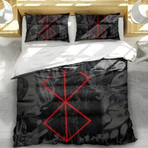 NEWAKI Berserk Guts Anime Duvet Cover Soft 3D Printed Bedding Set with Comforter Cover 3 Piece Set Includes 2 Pillowcases and 1 Duvet Cover Machine Washable (07,Queen (90"x90"))