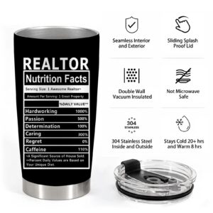 Absacie Real Estate Agent Gifts, Realtor Tumbler, Gift for Real Estate Salesman Housing Coworkers Broker Worker Employee, Stainless Steel Tumbler with Lid and Straw Coffee Mug 20 OZ