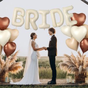 40 Inch Cream BRIDE Balloons, Large Letter Balloons Foil Helium Balloons, Beige Mylar Big Alphabet Balloons, Cream Balloon Letters for Wedding Engagement Bride To Be Party Decorations