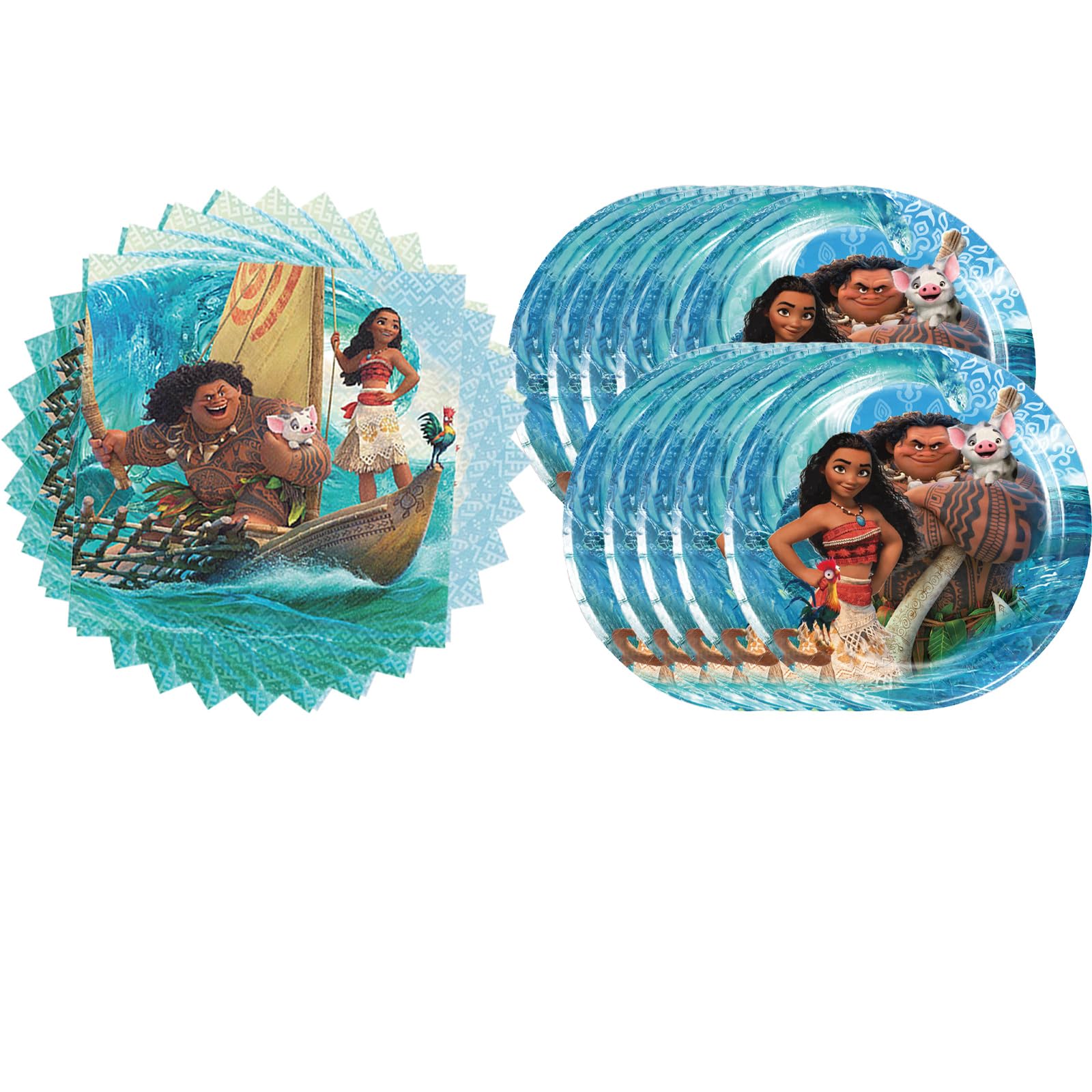 Birthday Party Supplies for Moana, Include 20 Plates and 20 Napkins, for Moana Theme Birthday Party Decorations