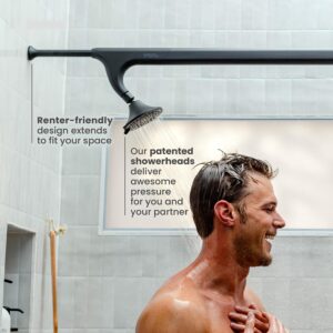 Tandem Shower by Boona - Dual Shower Head for Couples, High Pressure Double Shower Heads with 3 Flow Settings (Two Showerheads, Midnight Black)