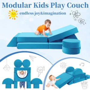 Edbuosy Toddler Couch Kids Sofa Modular - 18pcs Children Couches Building Fort, Convertible Foam Playing Cushion Creative Playroom Floor Furniture for Baby 1-3 to Teen Sofa and Play Set