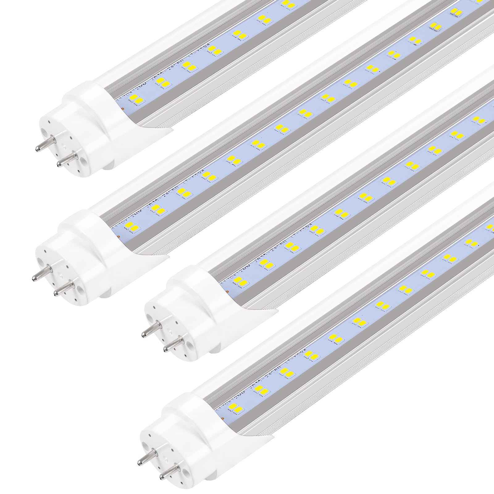 PARNOARCK Fluorescent Light Bulbs 48 inch T8 LED Bulbs 4 Foot Type A+B,24W 3200LM 6500K Clear Cover Super Bright,Single and Double End Powered,T8 T10 T12 Fluorescent Bulbs Replacemen(4-Pack)