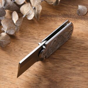 NBFDY Small Pocket Knife, EDC Pocket Knife, D2 Steel Blade and Stainless Steel Handle, Package Opener Box Cutter Knife(KPQ-306L)