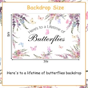 Wonmelody Butterfly Bridal Shower Backdrop Banner 7 * 5ft Lifetime of Butterflies Backdrop Butterfly Bride Shower Decorations Butterfly Floral Bridal Shower Banner for Bachelorette Wedding Engagement