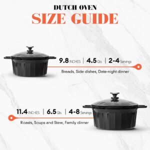 Dutch Oven Pot with Lid, 6.5 Quart Enameled Cast Aluminum Non-Stick Lightweight Pot for Braising, Baking and More, Oven Safe up to 446° F, Works on All Stovetops