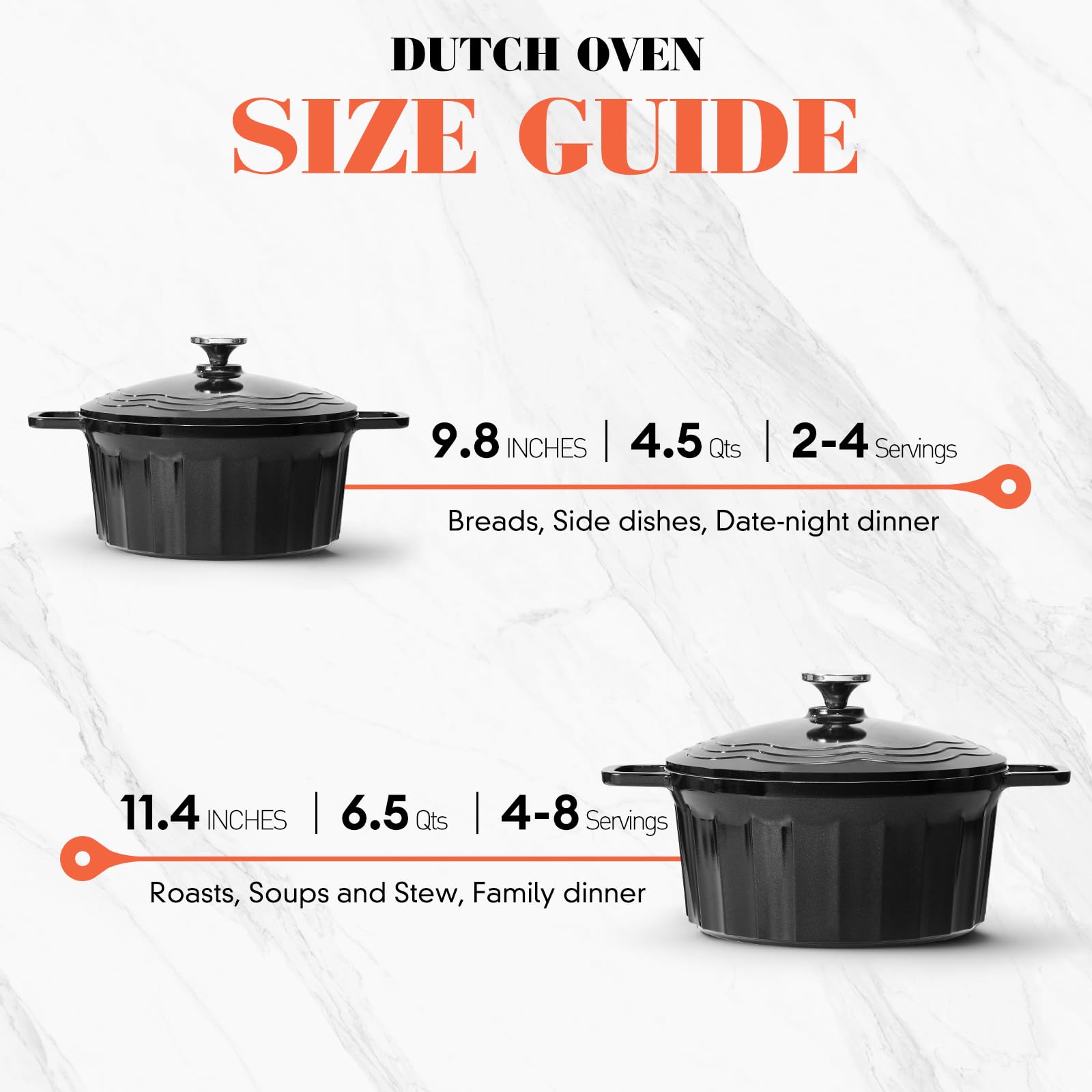 Dutch Oven Pot with Lid, 6.5 Quart Enameled Cast Aluminum Non-Stick Lightweight Pot for Braising, Baking and More, Oven Safe up to 446° F, Works on All Stovetops