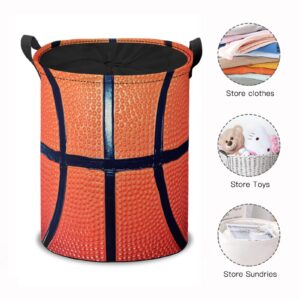 Laundry Basket with Handle Basketball 45L Laundry Hamper Collapsible Toys Storage Basket with Drawstring Toys Room Storage Basket