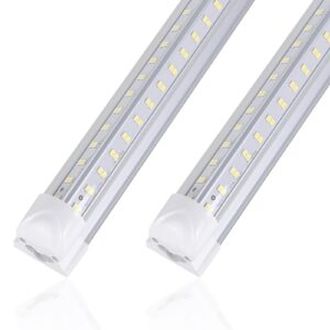 suercai.yo led shop light 4ft, 50w 7000lm super bright 6500k, clear cover, v-shape, t8 led light fixture, led shop lights for garage workbench workshop, plug and play(2 pack)