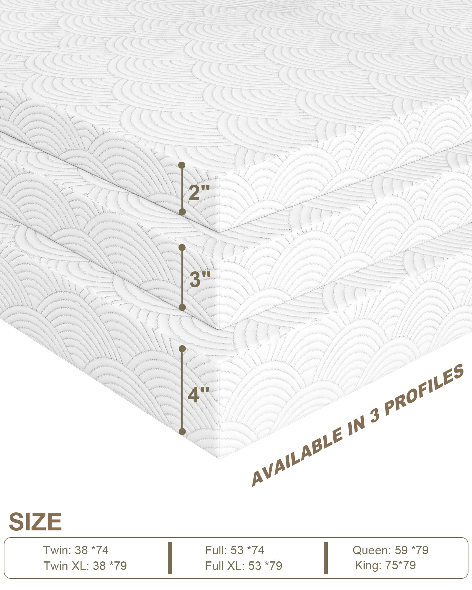 Zenzy 3" Twin Extra Long Firm Memory Foam Mattress Topper, [Removable] [Washable] Cover and [Adjustable] Straps, CertiPUR-US Certified Firm Mattress Topper Twin XL for College Dorm- Beige