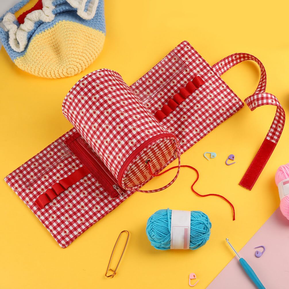 SEWACC Knitting Tools Bag Crochet Organizer Bag Yarn Storage Tote Knitting Accessories Supplies Yarn Holder with Grommets Crochet Project Case