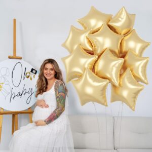 Gold Star Foil Balloons, 18 Inch Light Gold Stars Shape Foil Helium Balloons 10 Pcs Large Gold Mylar Stars Balloons Light Gold Pentagram Balloons for Birthday Wedding Baby Shower Graduation