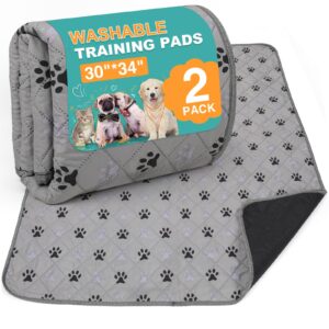 furwey 2 pack large 30"x34" washable pee pads for dogs super absorbent dog training pads non-slip waterproof pet training pads mats whelping pads for dogs cats puppy