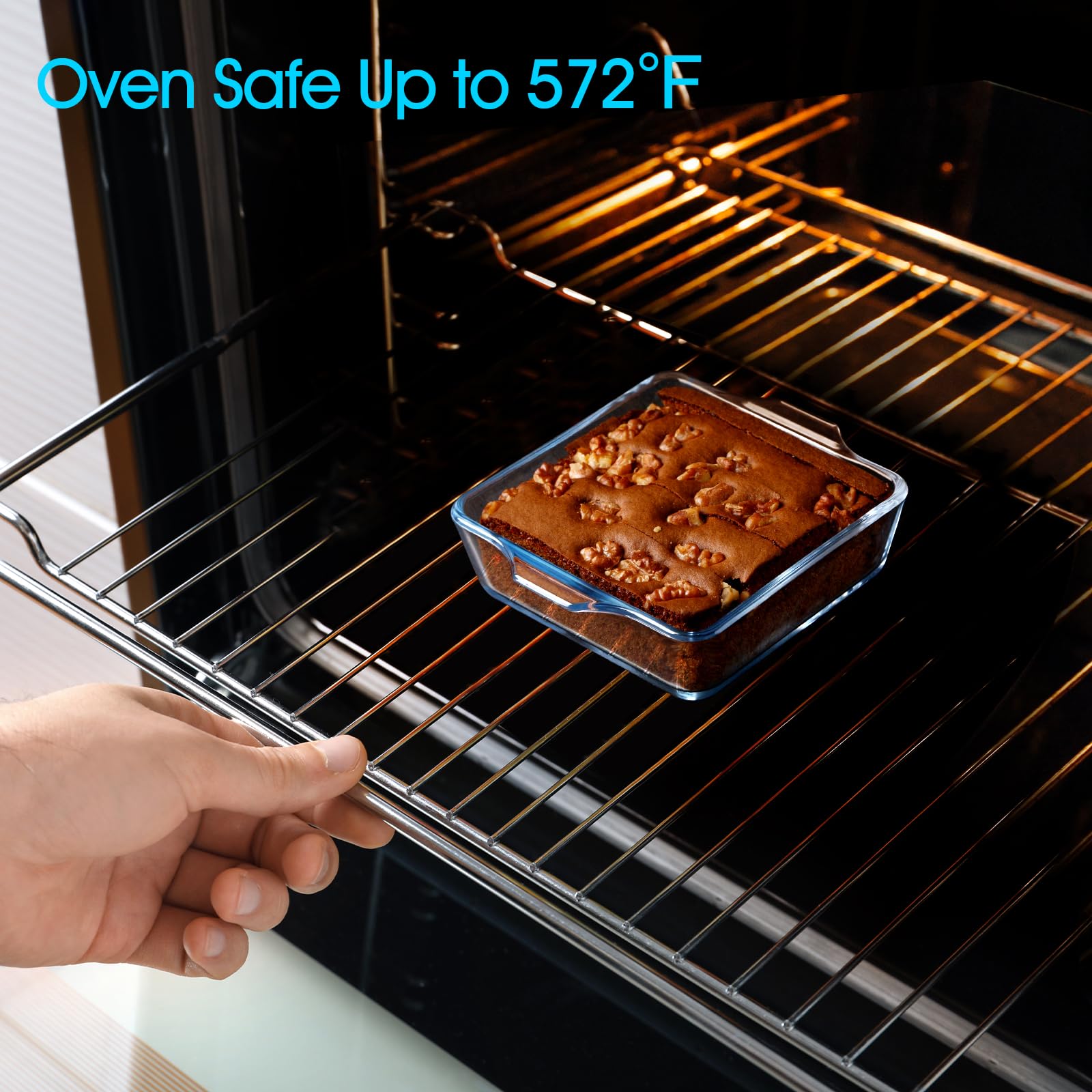 NUTRIUPS Mini 4.5x4.5inch Square Glass Baking Dish for Oven, 10oz Square Cake Pan Glass Casserole Dishes for Oven