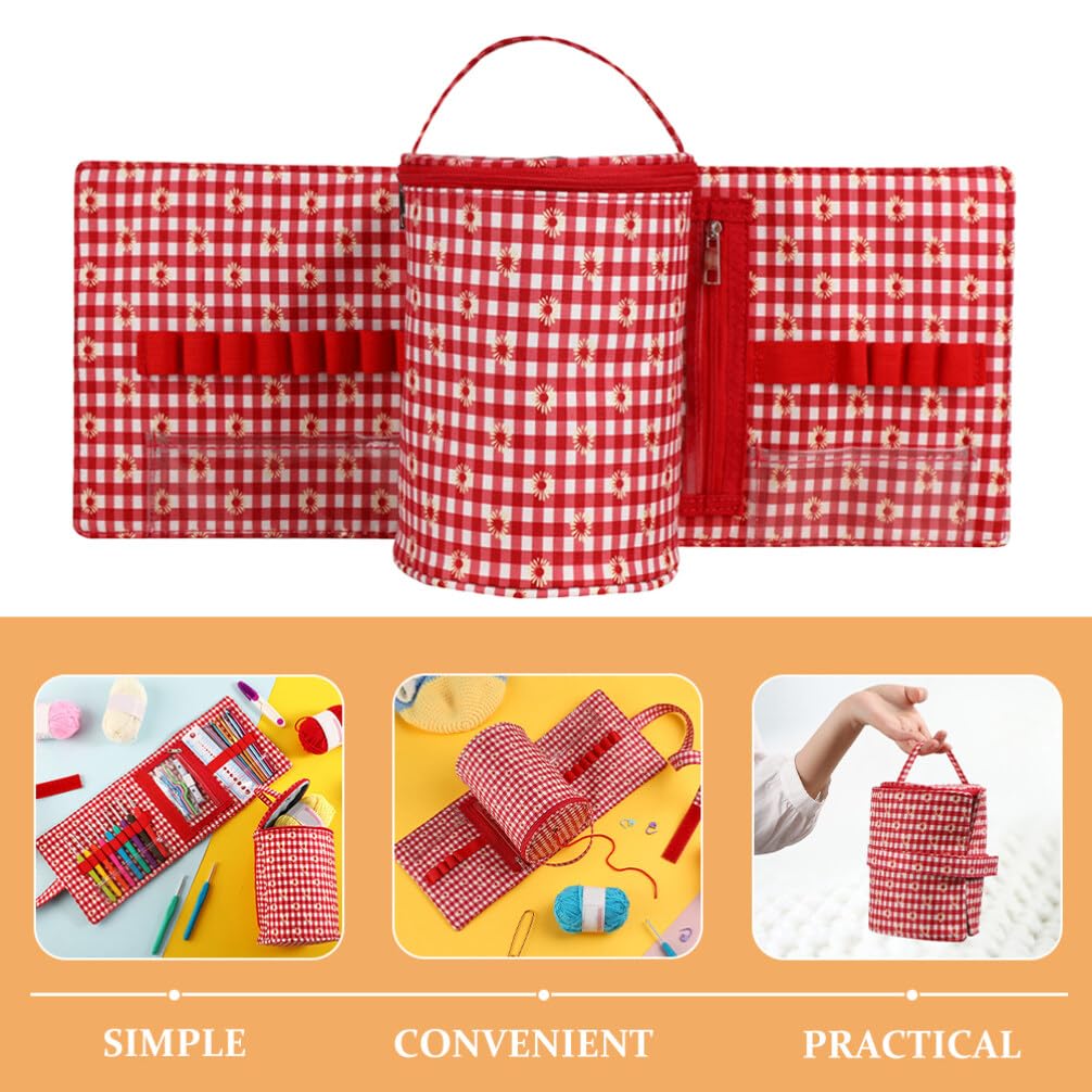 SEWACC Knitting Tools Bag Crochet Organizer Bag Yarn Storage Tote Knitting Accessories Supplies Yarn Holder with Grommets Crochet Project Case